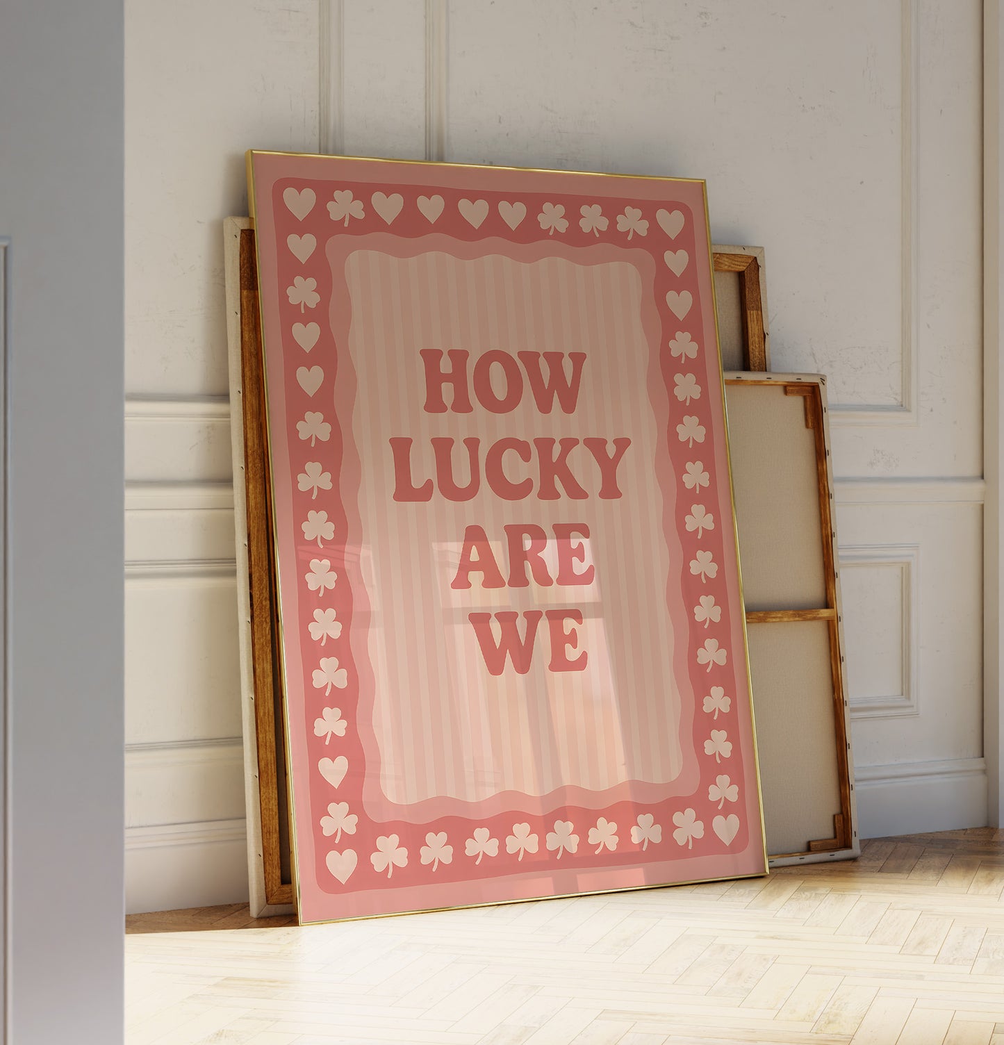 "How Lucky Are We" Pink Retro Poster