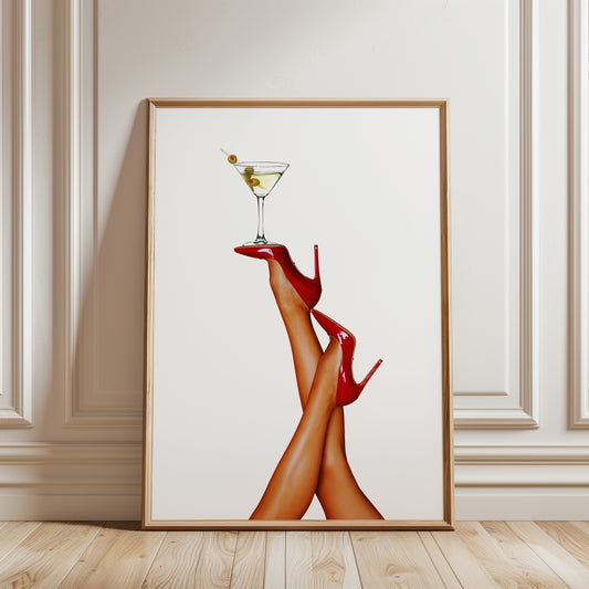 Red Heels Martini Cocktail Poster
