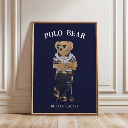 Preppy Bear Golfing Print