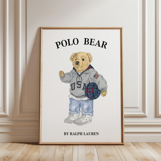 USA Sport Preppy Bear Wall Art