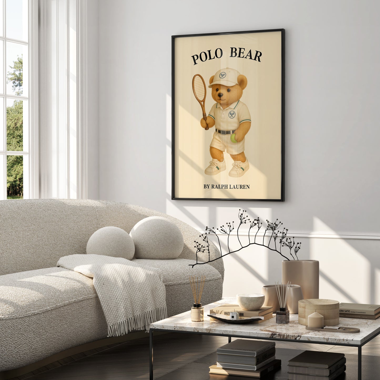 Tennis Polo Bear Poster, Nursery Print – Physical Print (D29)