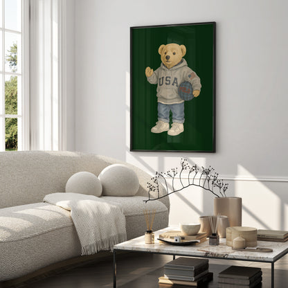 USA Hoodie Bear Poster