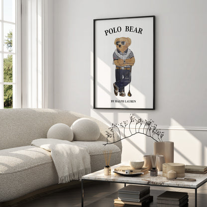 Luxury Polo Bear Poster, Digital Download (C211)