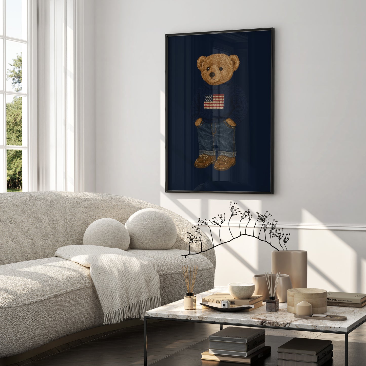 USA Polo Bear Poster, Polo Decor – Physical Print (D18)