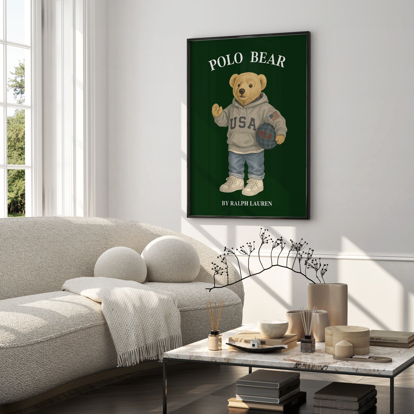 Polo Bear Poster, Sport Bear Print – Physical Print (D38)