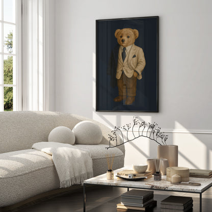 Old Money Gentleman Teddy Bear Poster