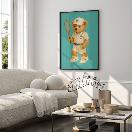 Tennis Bear Poster, Digital Download (D30)