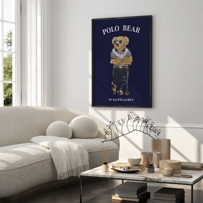 Preppy Bear Golfing Print