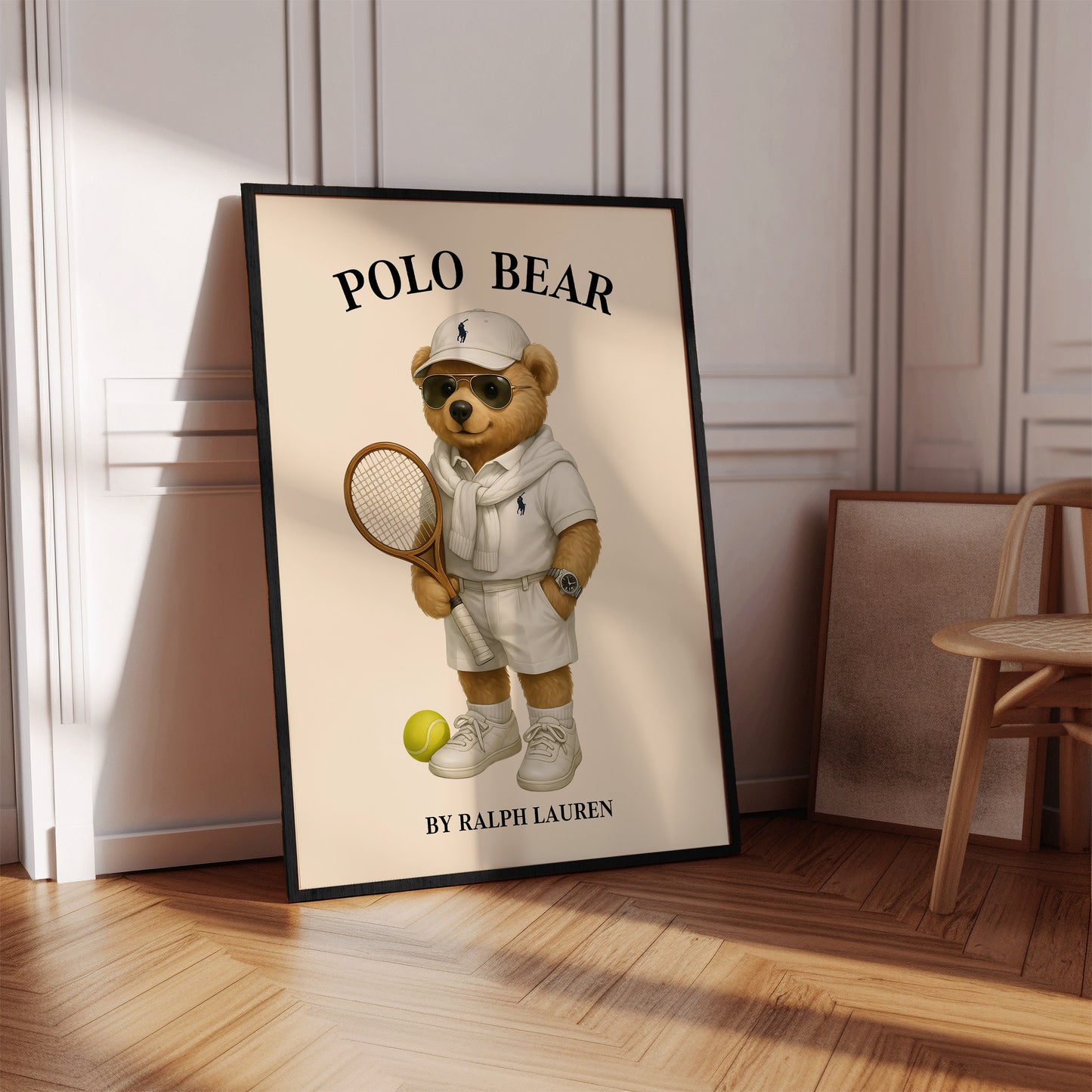 Tennis Polo Bear Poster, Sport Bear Print – Physical Print (D54)