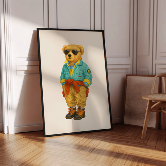 Classic Polo Bear Poster, Luxury Bear Print – Physical Print (D92)