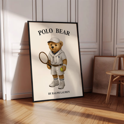 Tennis Polo Bear Poster, Sport Bear Print – Physical Print (D56.0)