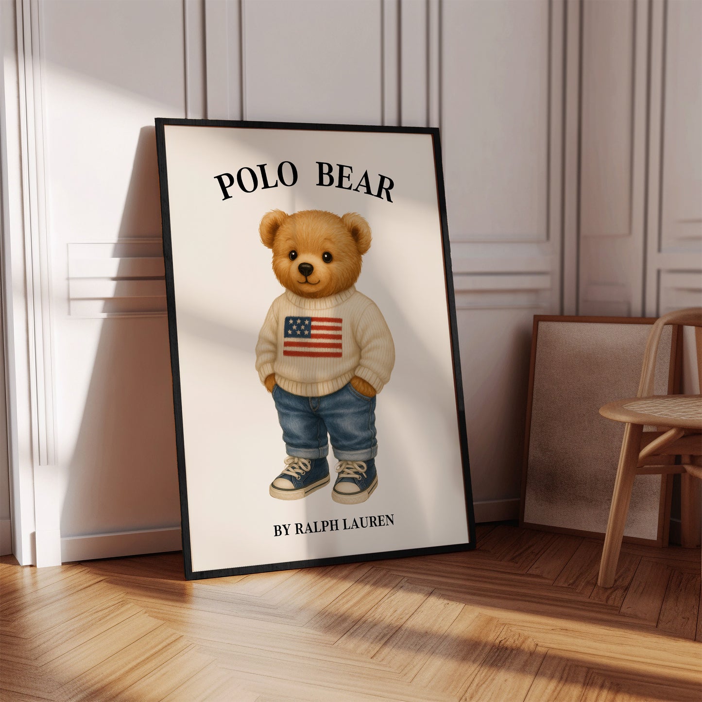 American Flag Sweater Bear Poster