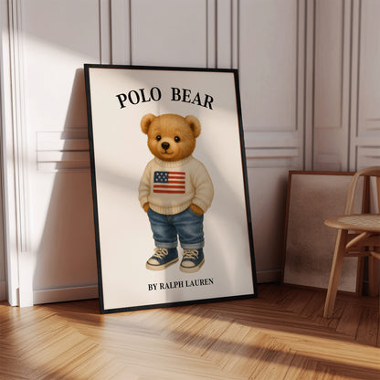 American Flag Sweater Bear Poster