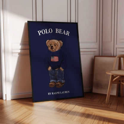 Classic Polo Bear Poster, Luxury Bear Print – Physical Print (B201)