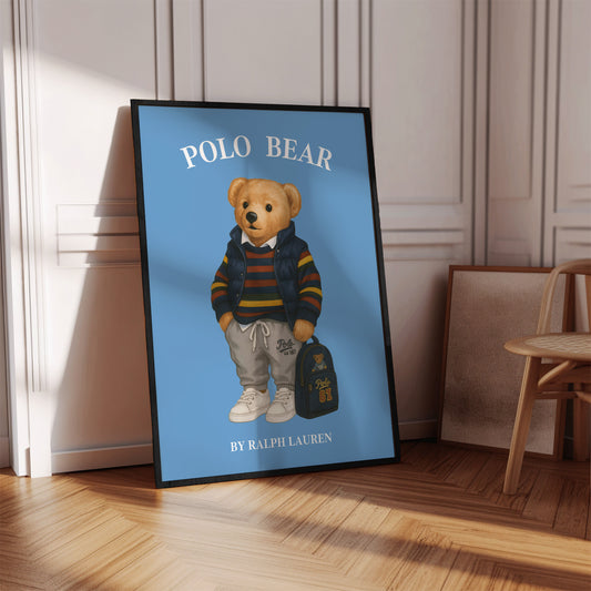 Polo Bear Poster, Cute Bear Print – Physical Print (D42)