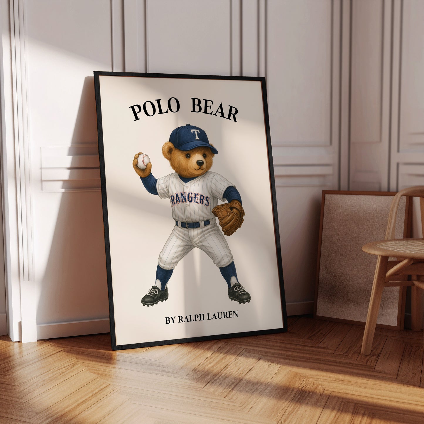 Rangers Polo Bear Poster, USA Bear Print – Physical Print (D83.0)