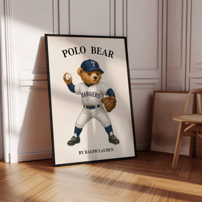 Rangers Polo Bear Poster, USA Bear Print – Physical Print (D83.0)