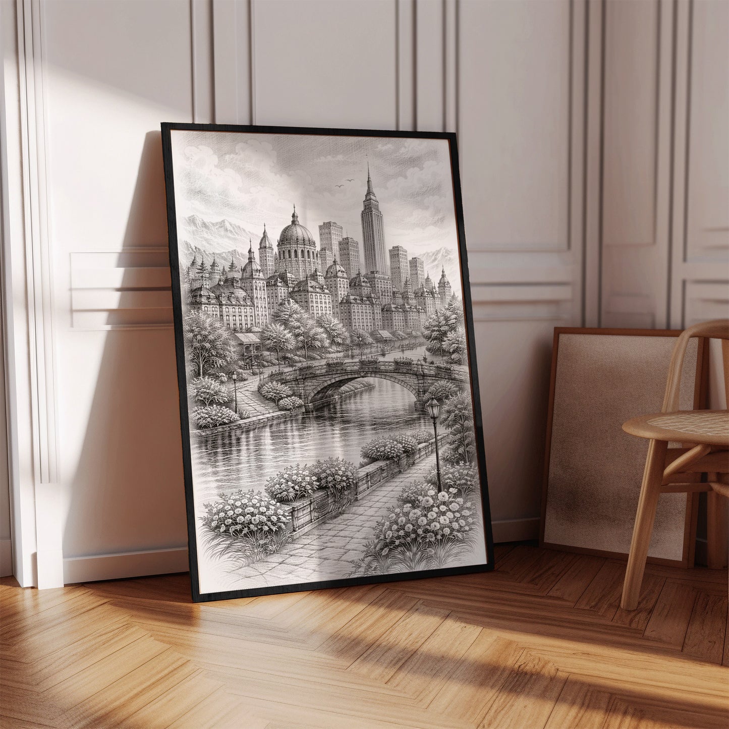 Classical City River Sketch Wall Art