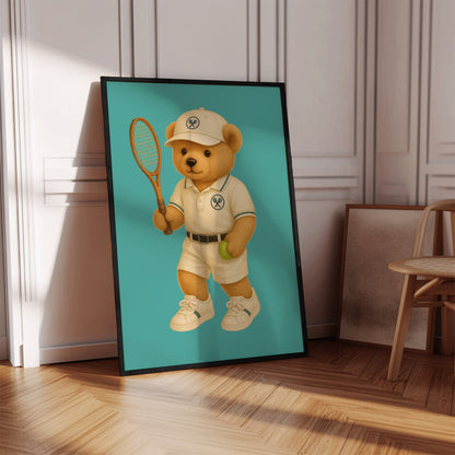 Tennis Bear Poster, Digital Download (D30)