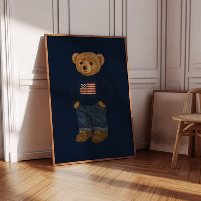 Blue Style Bear Poster, Digital Download (D18)
