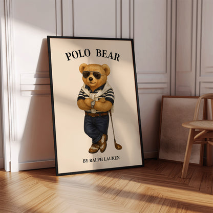 Polo Bear Poster, Golf Bear Print – Physical Print (D48.0)
