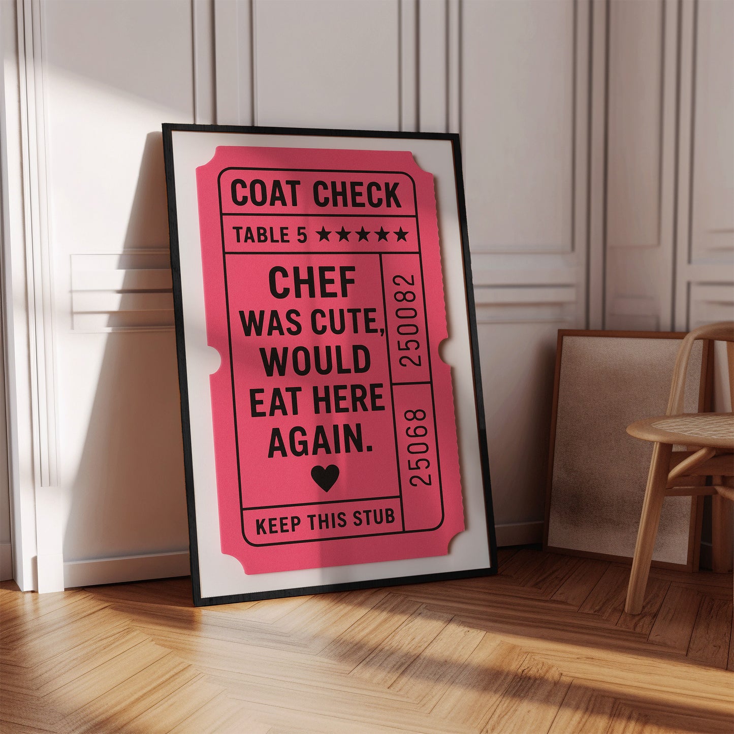 Chef Was Cute Guest Check Wall Art – Physical Poster (G02)