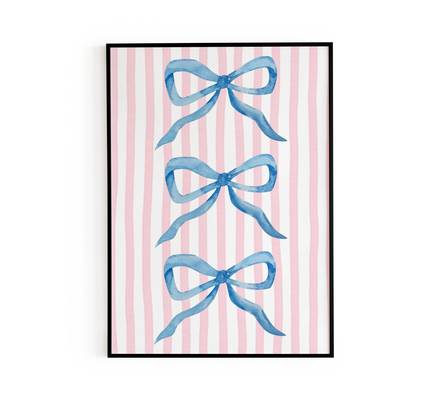 Coquette Blue Watercolor Bows Print