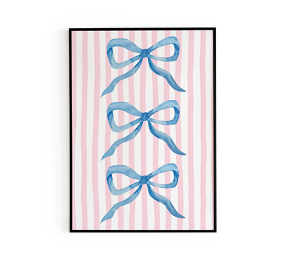 Coquette Blue Watercolor Bows Print