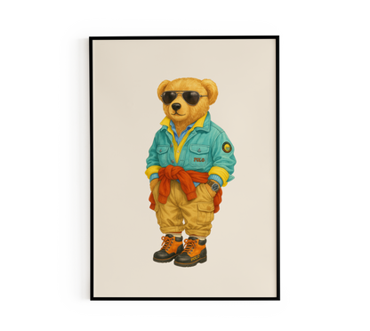 Coastal Safari Adventurer Bear Poster