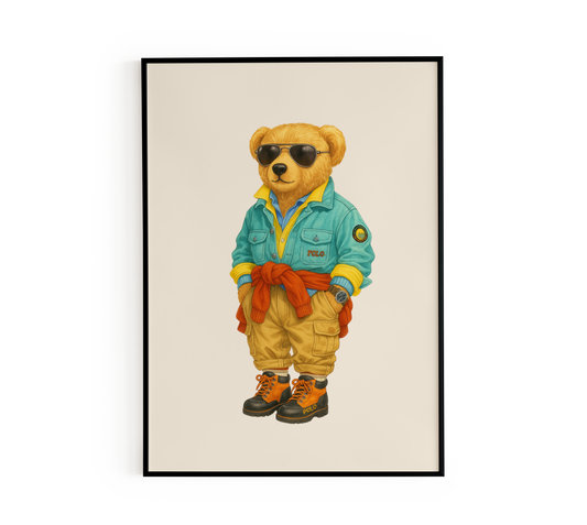 Coastal Safari Adventurer Bear Poster
