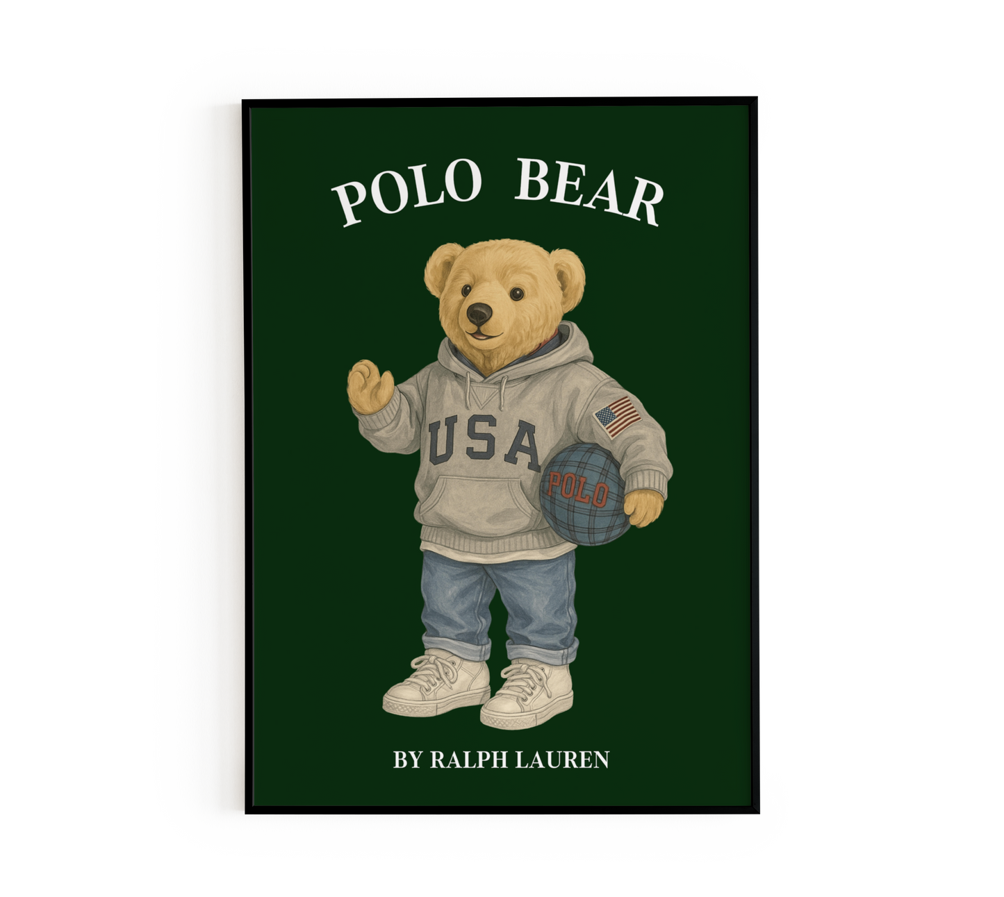 USA Hoodie Basketball Bear Poster