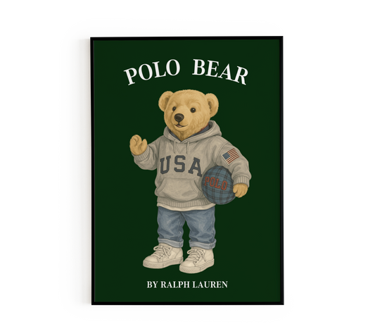 USA Hoodie Basketball Bear Poster
