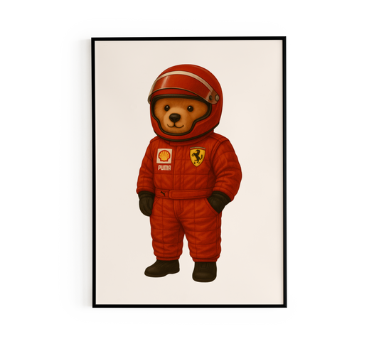 Racing Driver Teddy Bear Poster