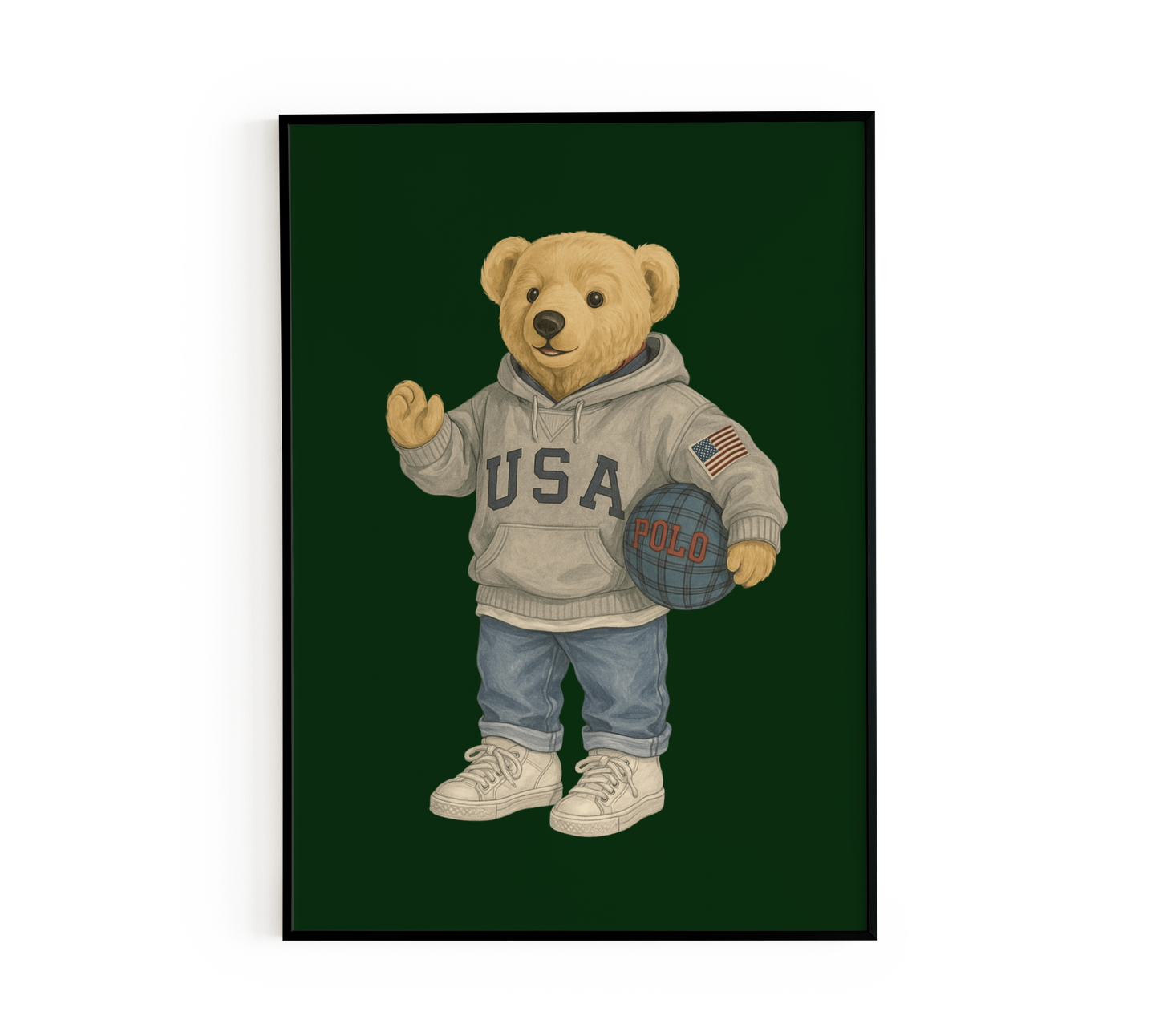 USA Hoodie Bear Poster