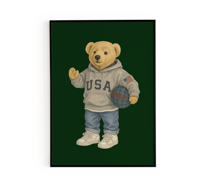 USA Hoodie Bear Poster