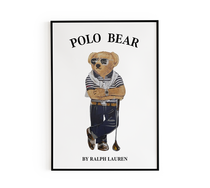 Luxury Golf Gentleman Bear Print