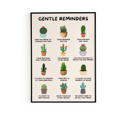 Cactus Mental Health Affirmations Poster