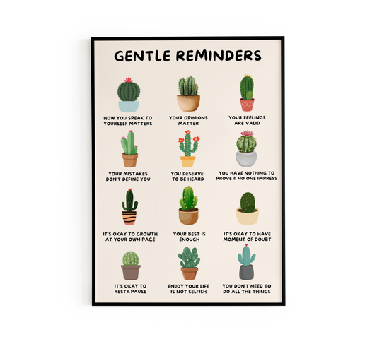 Cactus Mental Health Affirmations Poster