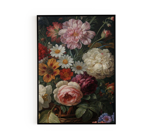 Dutch Moody Floral Basket Wall Art