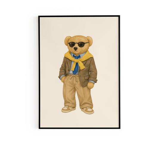 Preppy Designer Teddy Bear Poster