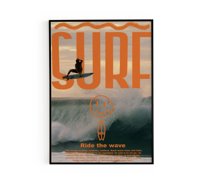 Retro Surfer Silhouette Wall Art
