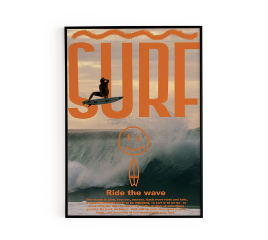 Retro Surfer Silhouette Wall Art