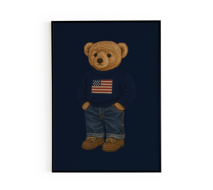 Navy Classic USA Bear Poster