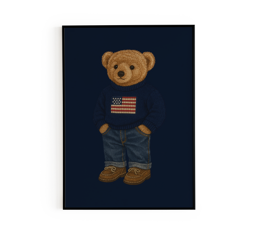 Navy Classic USA Bear Poster