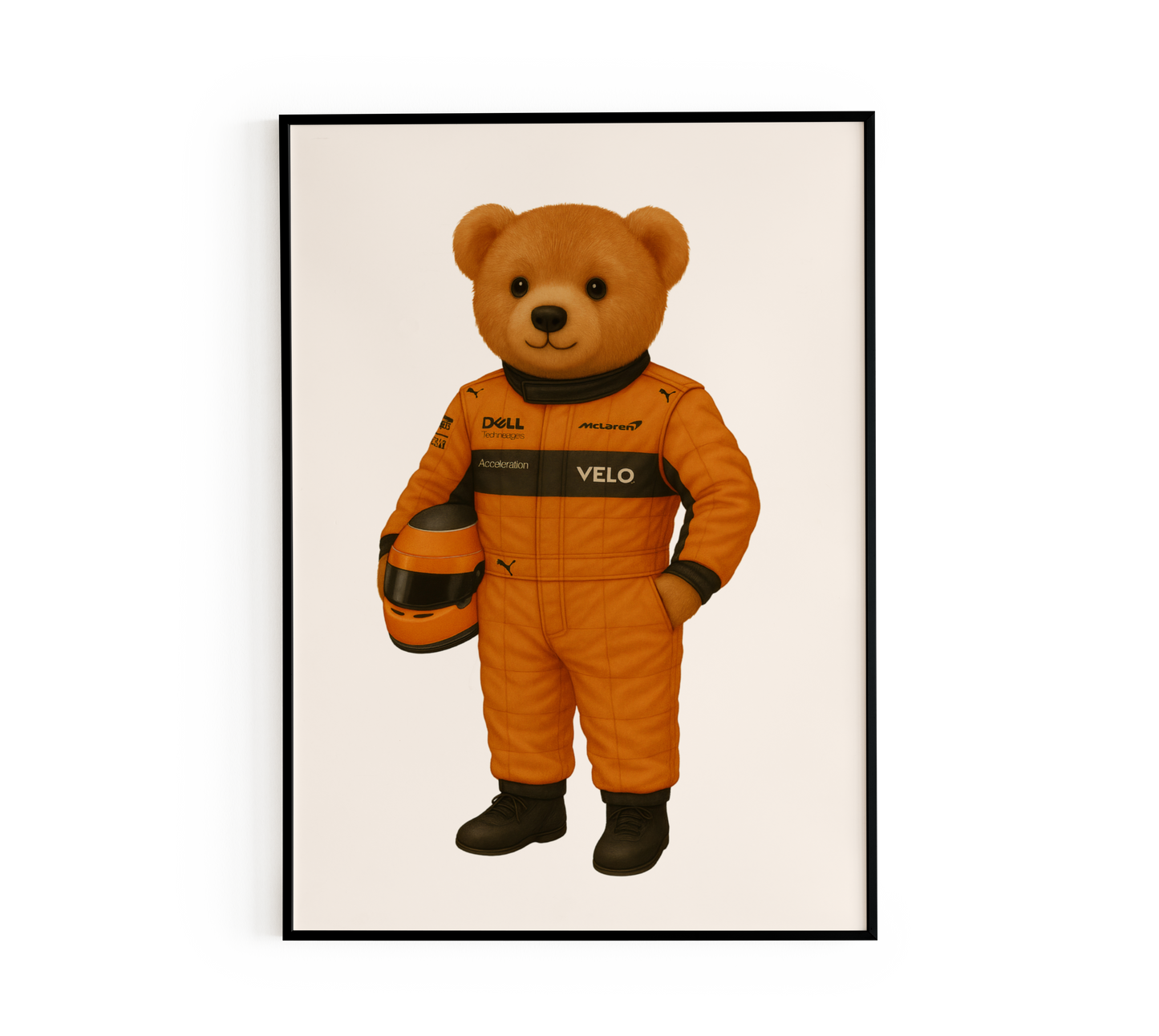 Orange Racing Bear Poster