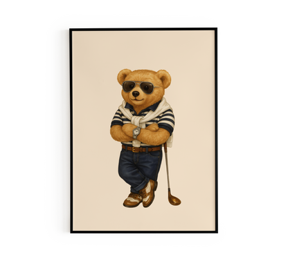 Golf Mascot Bear Poster