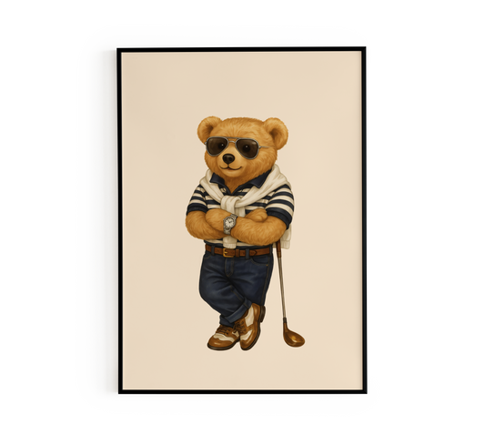 Golf Mascot Bear Poster