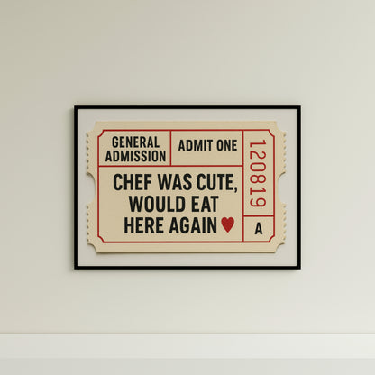 Kitchen Cinema Ticket Funny Poster