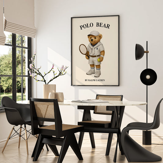 Tennis Polo Bear Poster, Sport Bear Print – Physical Print (D56.0)