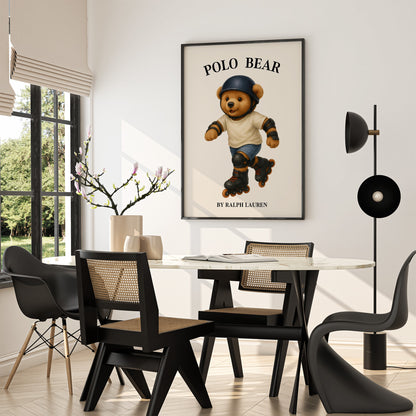 Skating Teddy Bear Poster